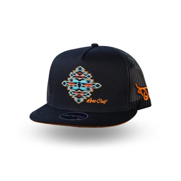 Gem Black Flat - Gorra con logotipos aztecas bordados