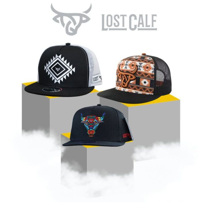 Pack Gorras Lost Calf - Gorras vaqueras con logo bordado y malla trasera